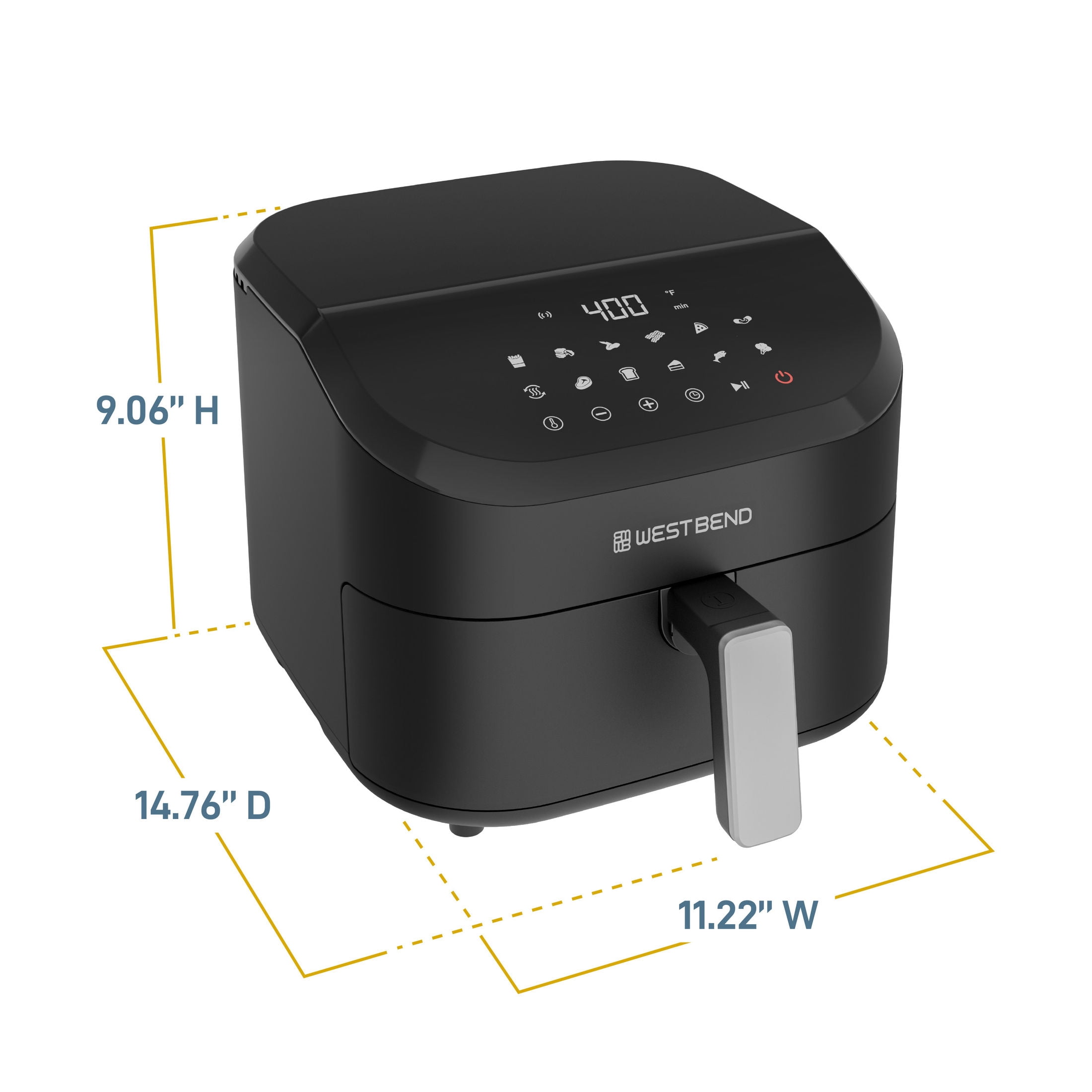 West Bend® Cooking 4.5 Quart Digital Air Fryer with One-Touch Presets, in Black/Silver (AFWB45DBK13)