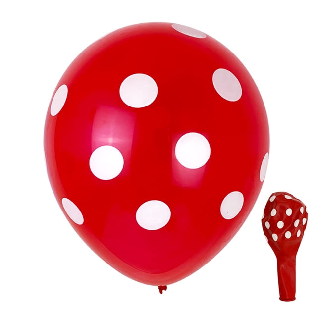 Bearachild 100 piezas de globos de lunares, globo de punto de onda, coloridos accesorios para fotos Kits de decoración para fiestas Punto rojo/blanco