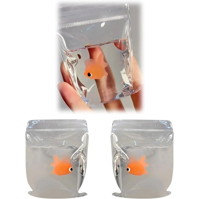 3PCS Realistic Goldfish Squeeze Toys, Squishy Fish Sensory Toy, Goldfish Stress Reliever with Transparent PVC Bag, Cute Things Desktop Accessories (3pcs)