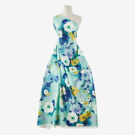 Zelouf Zs1910N Print Scuba , Sewing, DIY, Crafts Fabric by the Yard, 745 Mint/navy, 3 Yard