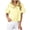 Yellow, variant on Staron Women's Casual Blouse Ruffle Striped Puff Sleeve Button Down Shirt V Neck Short Sleeve Cropped Top, Black L