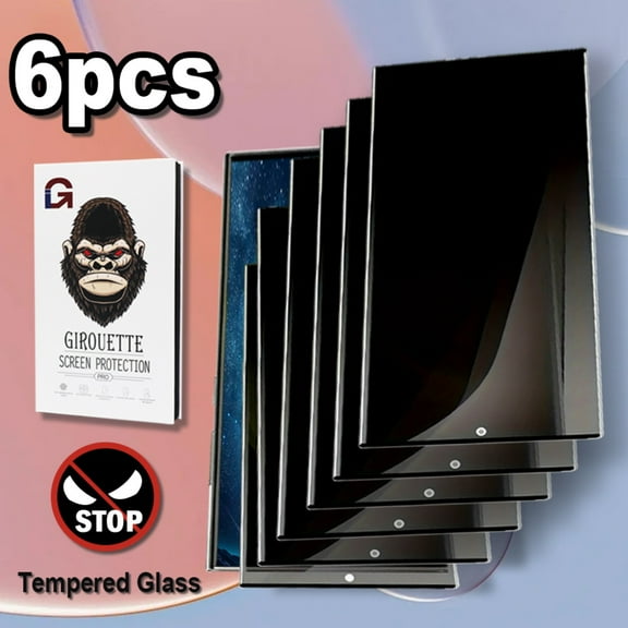 Girouette Tempered Glass Screen Protector for Samsung Galaxy S22 Ultra, S22 Plus & S22, 6 Pack