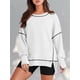 thumbnail image 4 of Sudadera Informal de Cuello Redondo para Mujer, de Larga, Holgada, , con Costuras en Contraste, para Otoño. M, 4 of 8