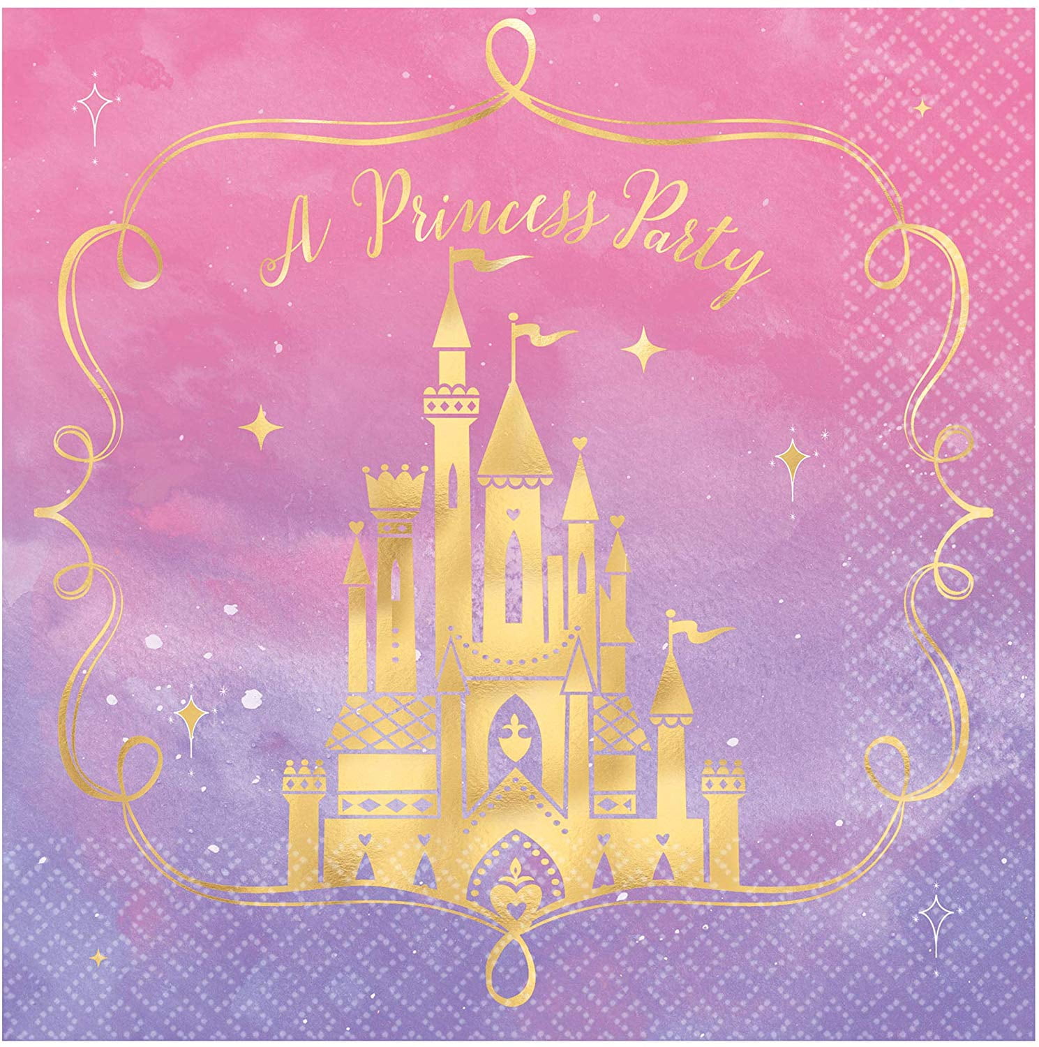 Disney Princess 1st Birthday Metallic Beverage Party Napkins 5 x 5 16 Ct. 