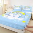 thumbnail image 3 of Feelyou Blue Cartoon Unicorn Queen Sheet Sets for Teens, Cute Magic Animal Flat Sheet, Mystic Stars Rainbow Queen Fitted Sheet, Microfiber Bedroom Decor, 4-Piece, 3 of 7