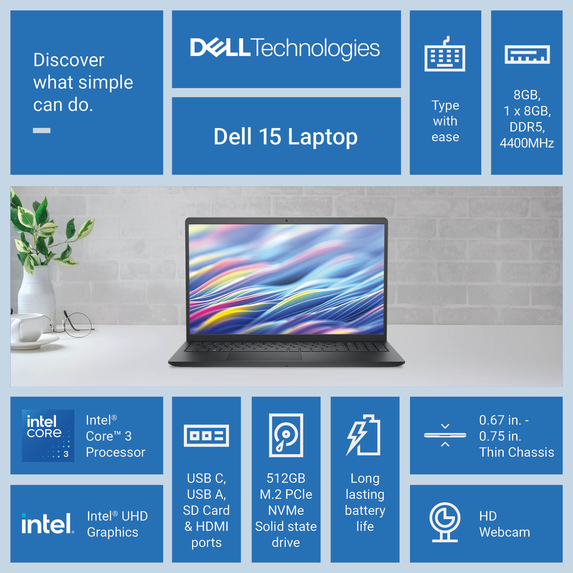Dell 15 Laptop Windows 11 Intel Core 3 photo 2