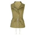 thumbnail image 6 of IROINNID Women's Sleeveless Zip Up Jacket Turndown Lapel Short Cover-up Lightweight Stretchy Drawstring Jacket Vest With Zipper, Khaki, 6 of 7