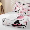 thumbnail image 4 of Erosebridal Kawaii Ghost Quilt Full, Cute Witch Hat Full Bedspread Sets for Girls, Pink White Black, 3pcs 1 Coverlet and 2 Pillowcases, 4 of 7