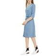 thumbnail image 4 of MODA NOVA Junior's V Neck 3/4 Sleeve Button Down Shirt Dress with Belt, 4 of 6