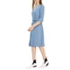 thumbnail image 4 of Vestido de camisa con cuello en V y mangas 3/4 de INSPIRE CHIC para mujer con cinturón L Azul, 4 of 7