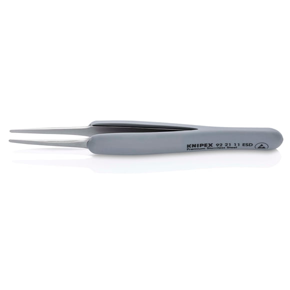 KNIPEX 92 21 11 ESD Pinzas de precisión con mangos de goma ESD de 123 mm