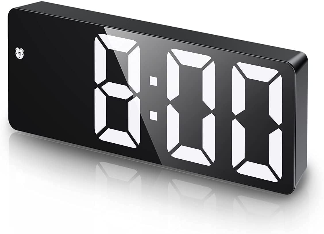 Snooze ORIA Digital Alarm Clock Small Desk Clock Mini Led Alarm Clock for Bedroom Adjustable Brightness Office Electronic Clock with USB Port for Charging 