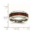 thumbnail image 6 of Chisel Stainless Steel Polished with Red Koa Wood Inlay Enameled 8mm Band, 6 of 7