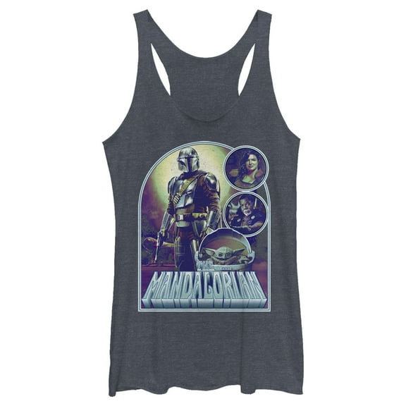 Women's Star Wars: The Mandalorian The New Plan  Racerback Tank Top Navy Blue Heather X Small