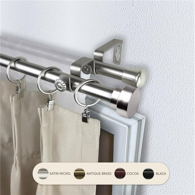 Central Design 4737-665 Tringle à Rideaux Double Cappa 0.8125 Po avec Extension de 66 à 120 Po, Nickel Satiné