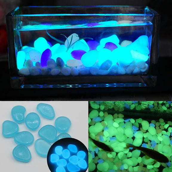 Ludlz 100Pcs Glow In The Dark Pebbles Stones Luminous Aquarium Garden Fish Tank Decor