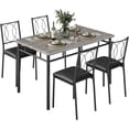 thumbnail image 1 of YUSAZENS 5 Piece Dining Set, Metal Frame Table & 4 Chairs, Compact Dinette Set for Kitchen Dining Room Small Apartment Gray, 1 of 8