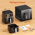 thumbnail image 3 of Air Fryer, LED Digital Color Display with Easy-View Window, 9QT for 4-6 People, 1700W Powerful Heating, Nonstick & Dishwasher Safe Frying Basket, 85% Less Oil, 3 of 9