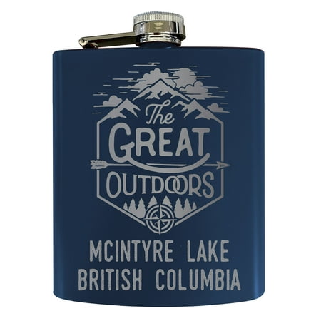 

Mcintyre Lake British Columbia Laser Engraved Explore the Outdoors Souvenir 7 oz Stainless Steel 7 oz Flask Navy
