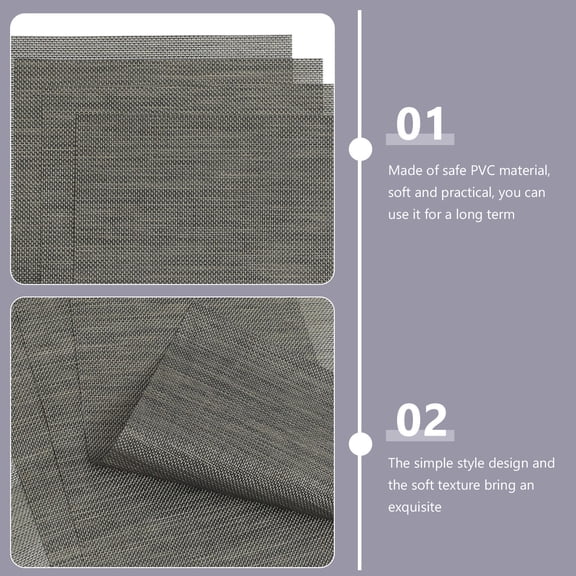 OUNONA 4pcs Placement Mats for Dining Table Grey PVC Insulation Simple Style