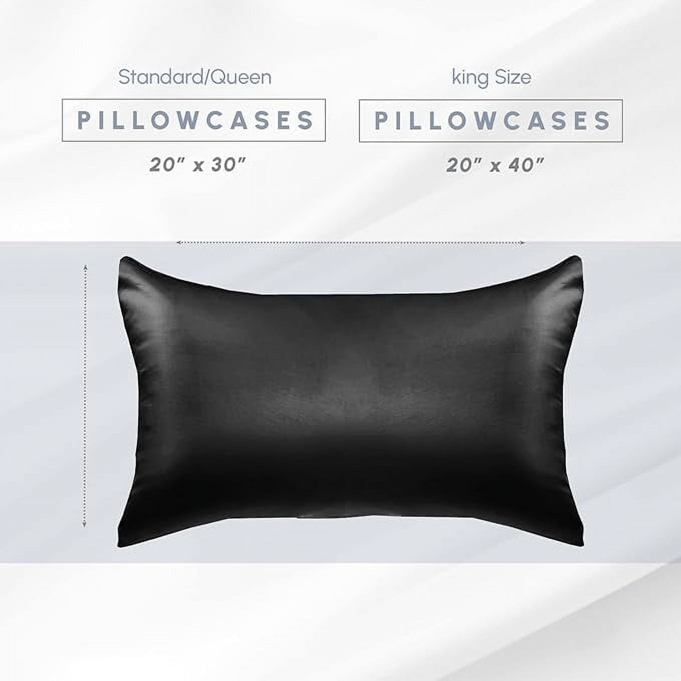 Cooling Viscose Satin Pillowcase 6-Pack Set with Hidden Zipper Closure, Standard/Queen, Black