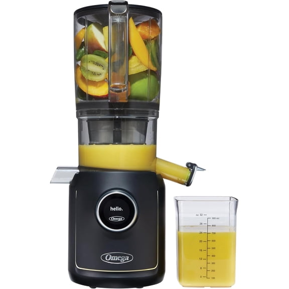 Ultimate Performance Slow Masticating Batch Juicer with Intellidial Technology Cold Press Vegetable and Fruit Juice Extractor with 64-Ounce Hopper and 4 Juice Shot Glasses, 200-Watts, Black