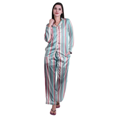 

Moomaya Pj Lounge Set Women Long Sleeve Notch Collar Shirt Pajama Set Sleepwear