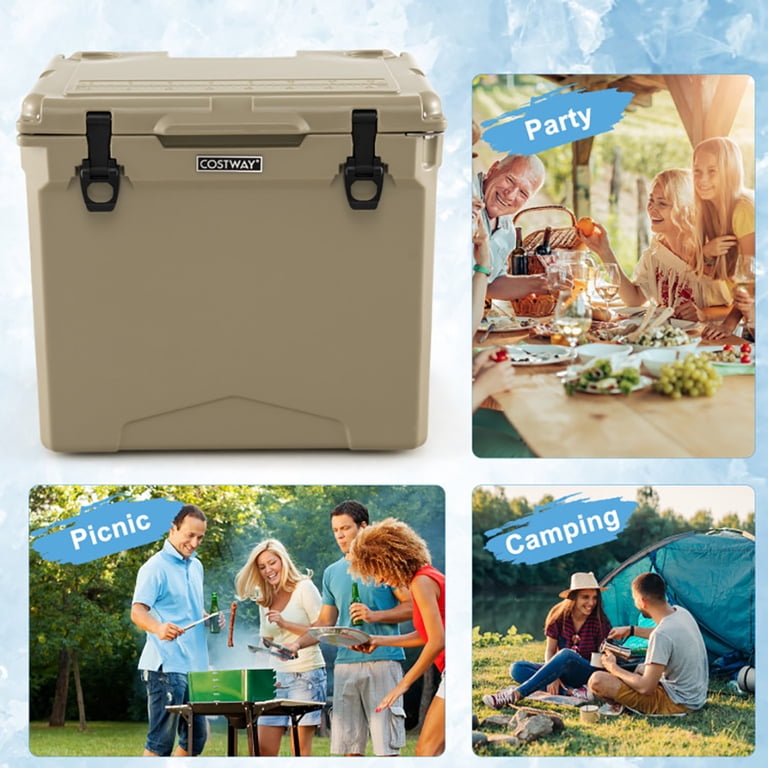 SPACO 42 Quart Hard Cooler, Wheeled, Tan, Keeps Cold 5-7 Days