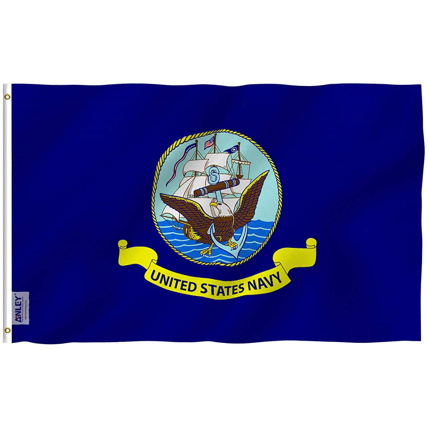 US Navy Served With Pride Flag 3x5 ft USN Vet Veteran Retired Gold Banner Navy 