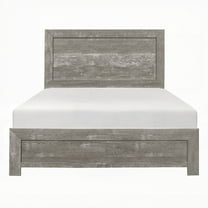 Rustic Gray Full Size Panel Bed, Wooden Bedroom Set in a Box - With Headboard and Footboard