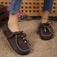 thumbnail image 7 of Hurxie Women's Suede Beaded Moccasins Loafers Fashion Comfortable Round Toe Slip On Lace Up Flats for Casual Daily Work Walking Shoes Coffee 36, 7 of 7