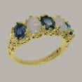 thumbnail image 3 of LBG British Made 14k Yellow Gold Natural Sapphire & Opal Womens Eternity Ring - 33 size options - Size 4.5, 3 of 8