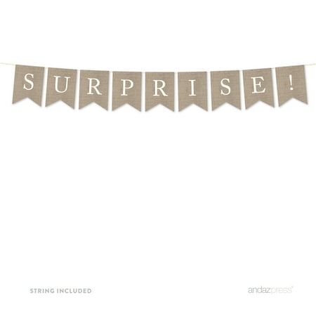 Surprise! Burlap Pennant Party Banner