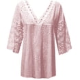 thumbnail image 5 of Women Blouses Women V Neck Pack Ladies Light Weight T Shirts Fuzzy Button up Womens Tunics with Buttons Tropical Shirt plus Size Lightweight Base Layer Loft Tops Womens Shirts Sleeves Pajama Pink 5XL, 5 of 5