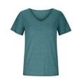 thumbnail image 4 of Timegard Summer Tops for Women V Neck Short Sleeve Solid Color Comfy Tee Shirts Casual Tops Drop Shoulder, 4 of 6
