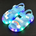 thumbnail image 6 of Girls Cute Unicorn Rainbow LED Light Up Jelly Sandals, Adjustable Ankle Strap Non Slip Kids Water Beach Shoes, Step Activated Glowing Summer Outdoor Walking Sandals 4-9Y, 6 of 7