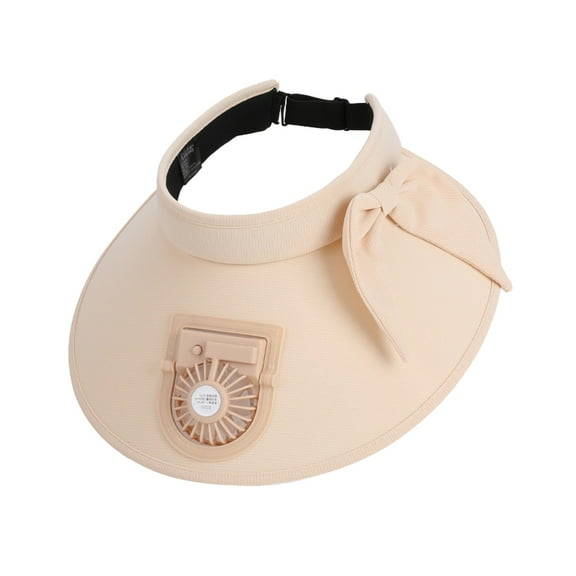 Easdesey Cooling Fan Hat For Women Men Large Brim Sun Visor Hat with Fan for Sports Outdoor Activities Cycling Sports Camping Fishing Beige