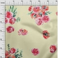 thumbnail image 2 of oneOone Organic Cotton Voile Fabric Leaves & Peach Floral Watercolor Printed Fabric 1 Yard 42 Inch Wide, 2 of 4