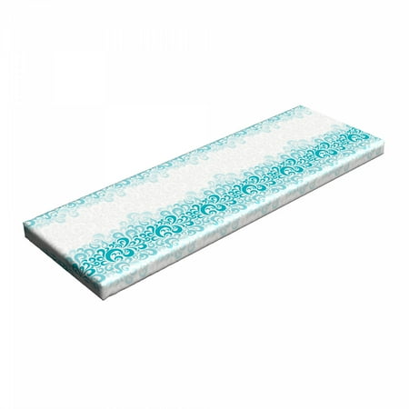 

Turquoise Bench Pad Abstract Floral Flowers Pattern Classic Design Illustration HR Foam Cushion with Decorative Fabric Cover 45 x 15 x 2 Teal Turquoise White by Ambesonne