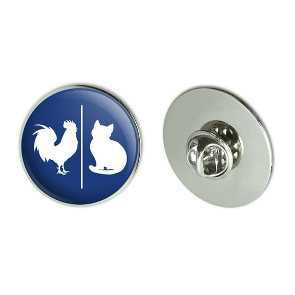 Unisex Men and Women Restroom Sign With Rooster and Cat Metal 1.1" Tie Tack Hat Lapel Pin Pinback