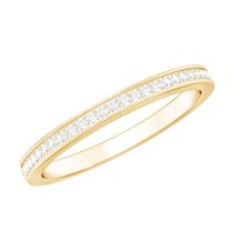Rosec Jewels Pinpoint Set 1/4 CT Moissanite Ring for Women, Moissanite Semi Eternity Band Ring, Half Eternity Gold Band, Fine Jewelry Ring, 14K Yellow Gold, US 9.50