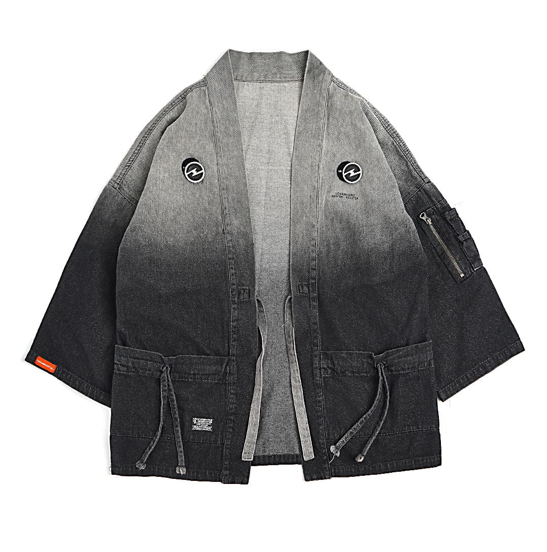 Niepce Inc Summer Japanese Streetwear Kimono Black Men 's Lotus 