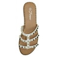 thumbnail image 2 of Forever Shoes Women Gladiator Sandals Studded Slip On Flat Flip Flops DING-32 White / Gold 5, 2 of 3