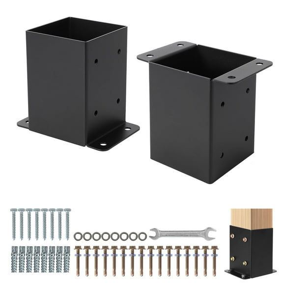Post Base, Deck Post Brackets, Thick Steel Fence Post Anchor Base, Powder Coated Heavy Fence Post for Supports Porch Railing Post Holders Pergola Brackets