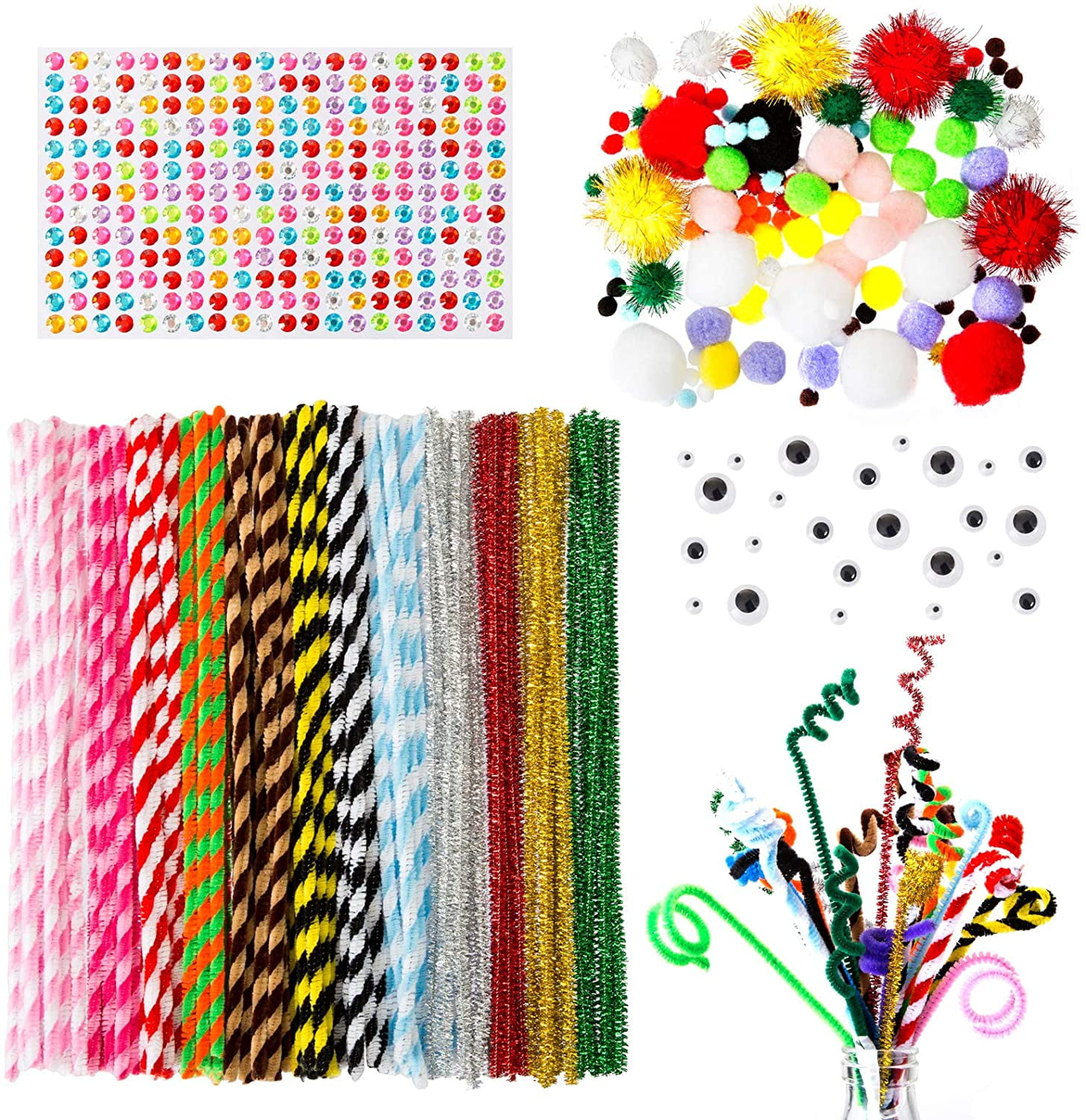 Eqwljwe Pipe Cleaners Craft Supplies - 100pcs 10 Colors Pipecleaners Craft Kids DIY Art Supplies, Pipe Cleaner Chenille Stems, Multi-Color Pipe