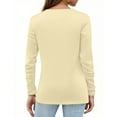 thumbnail image 3 of WTOBBY Stylish Women's Long Sleeve Pleated Top Casual Solid Color Round Neck Blouse Fashion Basic Design Comfortable Fit for Everyday Use Easy Care Fabric for Women,Beige L, 3 of 4