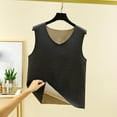 thumbnail image 1 of Ropa interior térmica para mujer, blusa de poliéster de color liso de terciopelo de doble cara, cálida, sin costuras, con cuello en V, talla grande, 1 of 3