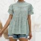 thumbnail image 1 of Impresión de manga corta Lotus Leaf Ruffle Top cuello redondo camisa para WowenGreenXL, 1 of 5