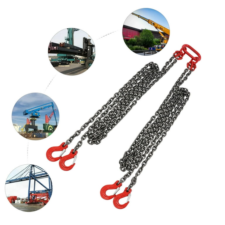 TBvechi Chain Sling 4 Legs 10ft Alloy Steel Lifting Sling Hook Chain Durable TBvechi Chain Sling 10' 4 Legs with Sling Hooks Grade 20Ton Lifting Chain