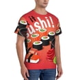 thumbnail image 4 of Yiaed Sushi Print Mens Short Sleeve Tight Fit T-Shirt, Crewneck Casual Tee-X-Large, 4 of 5